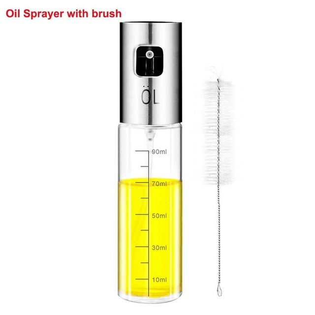 100ml Glass Olive Oil Sprayer Empty Bottle Oil Dispenser with cleaning brush for Cooking Salad Picnic BBQ Kitchen Baking tools