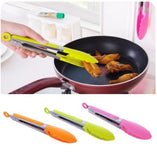 New Silicone Kitchen Cooking Salad Utensils BBQ Clip Stainless Steel Utensil Gadget Food Accessories D38